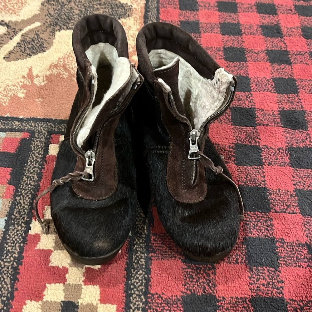Vintage Tecnica short horsehair zip up winter boot